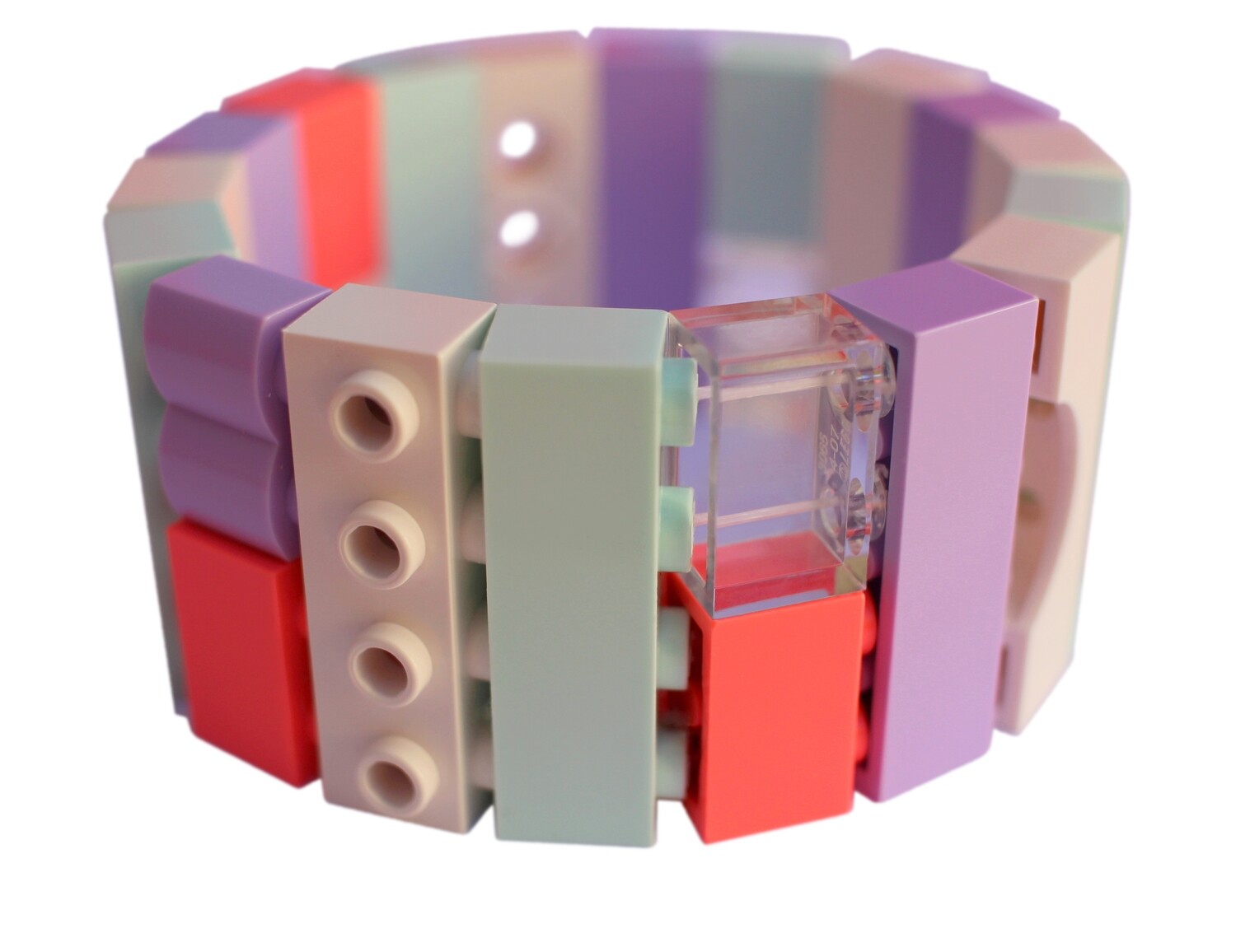 Collectible bracelet Model 23 - made from LEGO® bricks on stretchy cords - KAWAII CORAL