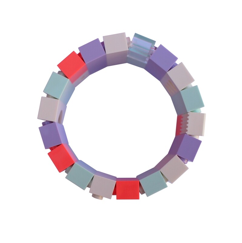 Collectible bracelet Model 23 - made from LEGO® bricks on stretchy cords - KAWAII CORAL