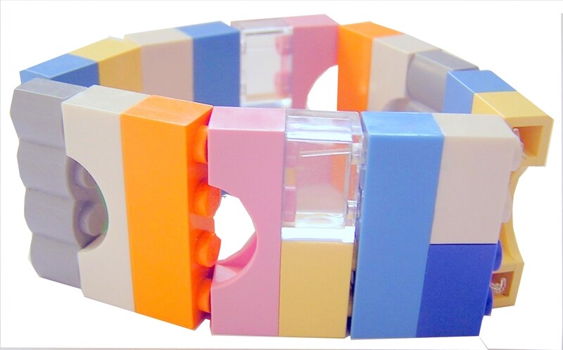 ​Collectible bracelet Model 4 - made from LEGO® bricks on stretchy cords - KAWAII PASTEL