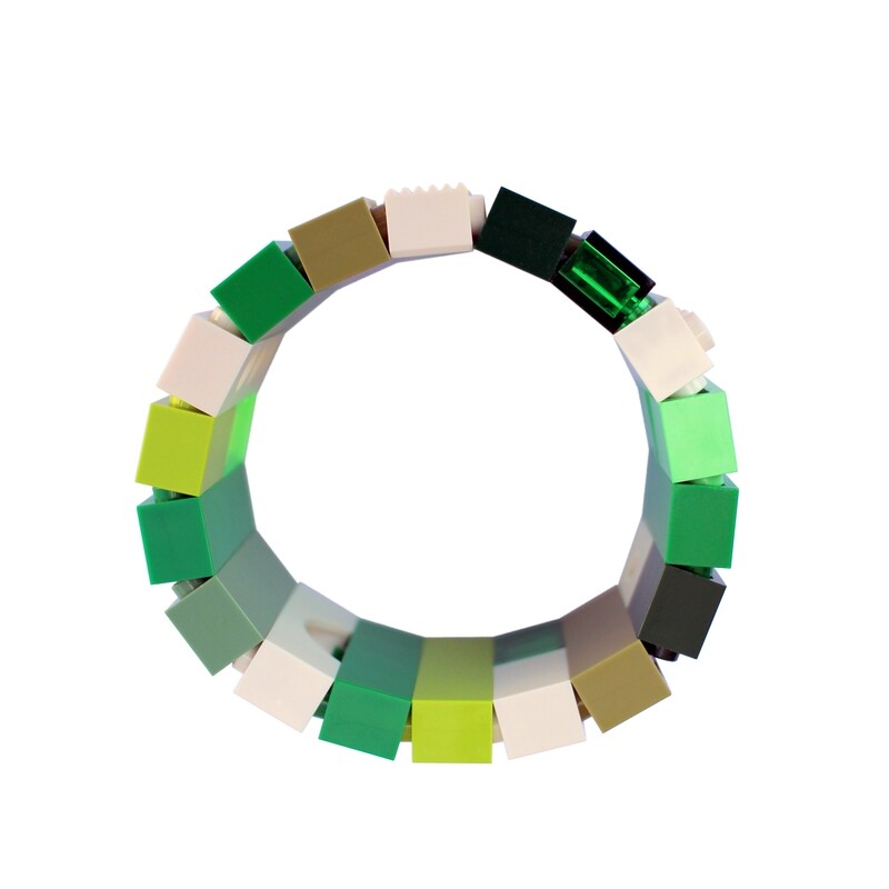 ​Collectible bracelet Model 22 - made from LEGO® bricks on stretchy cords - LUCK - SAINT PATRICK'S DAY