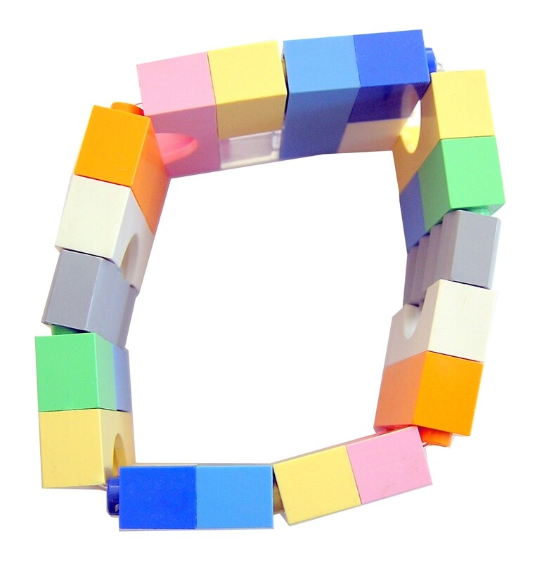​Collectible bracelet Model 4 - made from LEGO® bricks on stretchy cords - KAWAII PASTEL