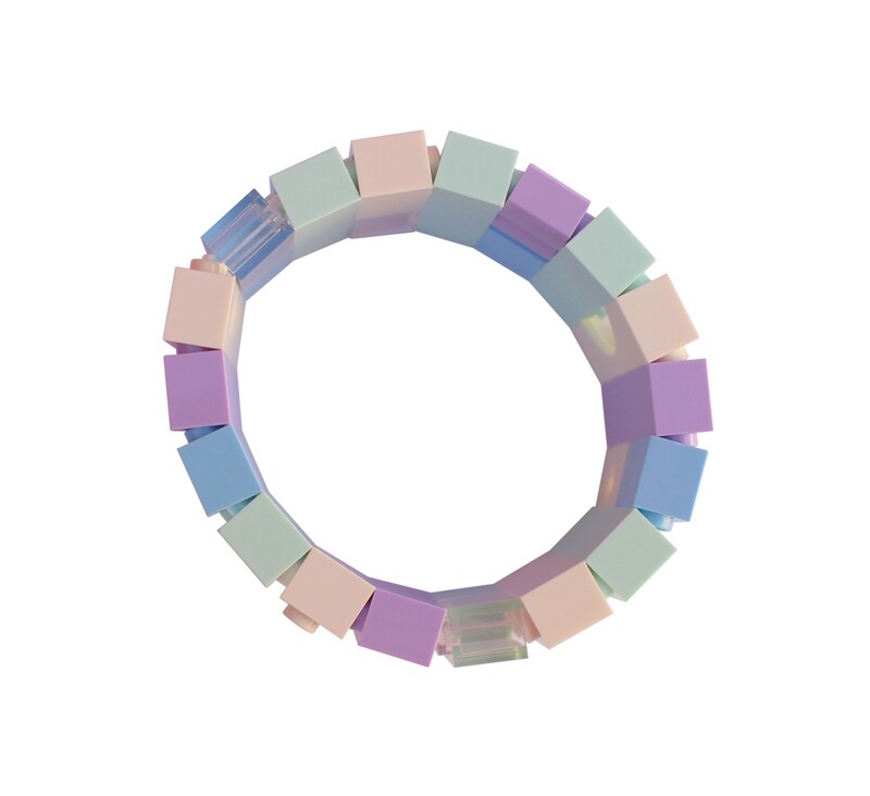 ​Collectible bracelet Model 25 - made from LEGO® bricks on stretchy cords - KAWAII PASTEL