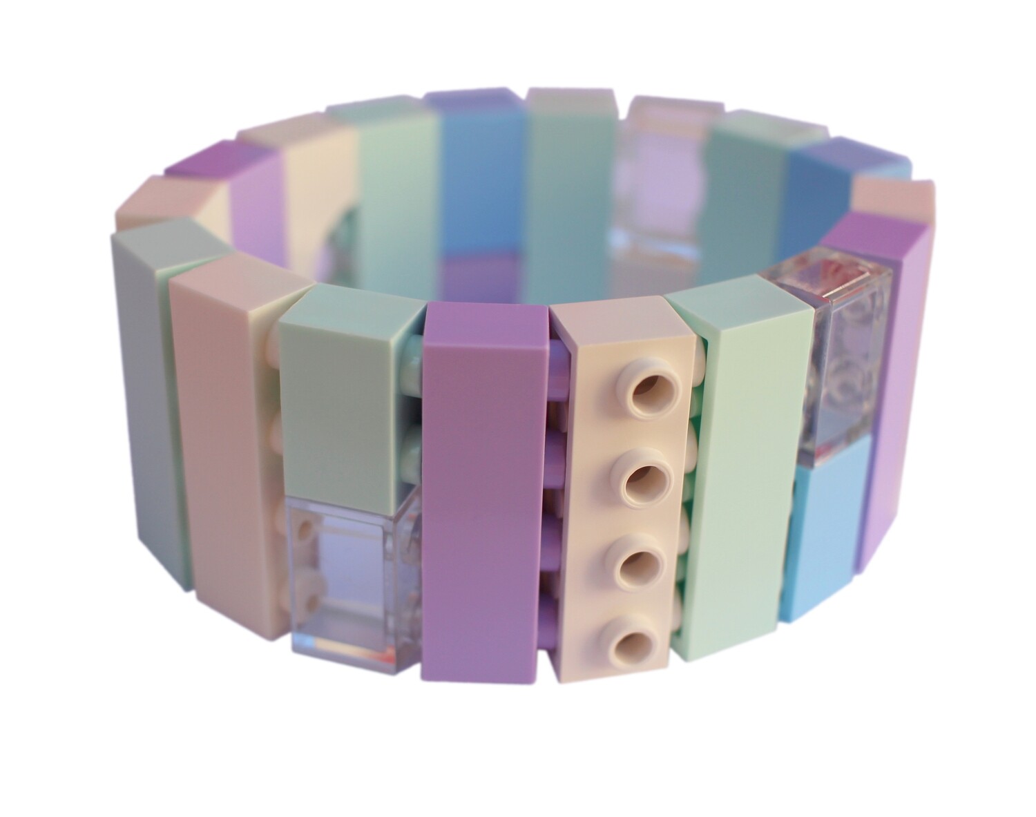 ​Collectible bracelet Model 25 - made from LEGO® bricks on stretchy cords - KAWAII PASTEL