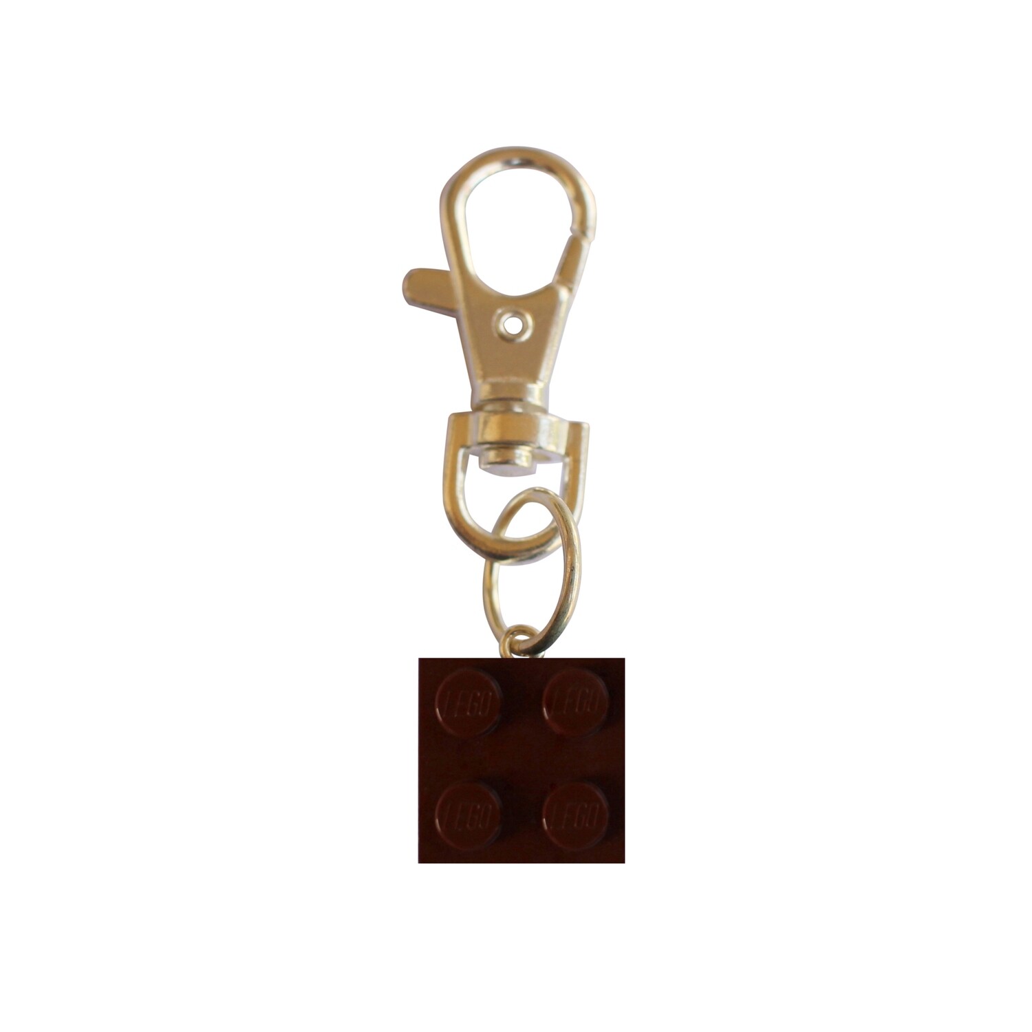 ​Brown LEGO® brick 2x2 on a Silver keyring (keychain)