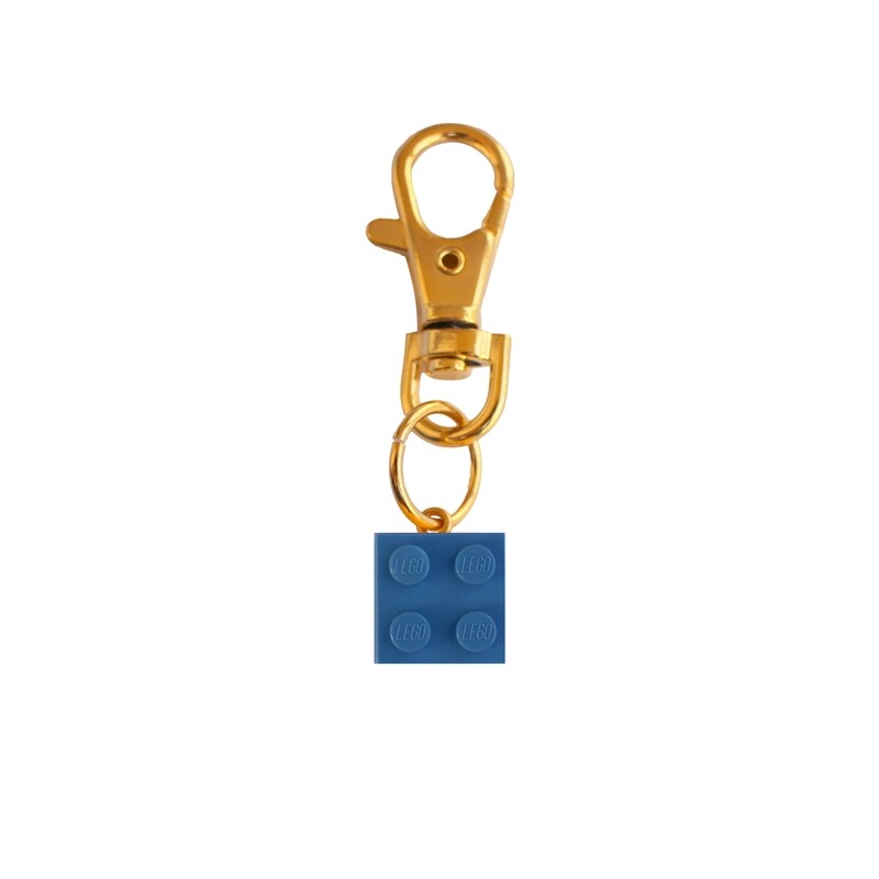 ​Light Blue LEGO® brick 2x2 on a Gold keyring (keychain)