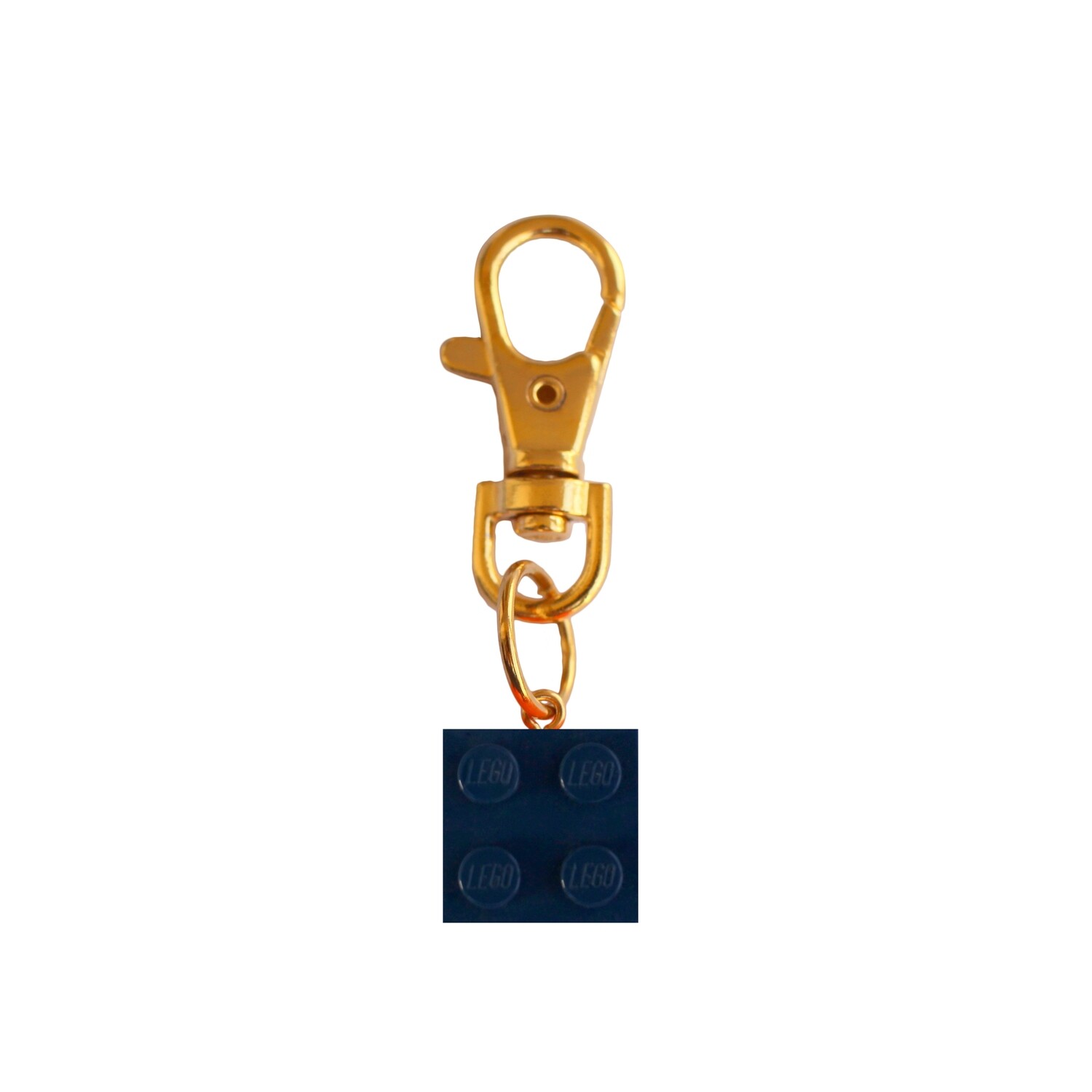 ​Navy Blue LEGO® brick 2x2 on a Gold keyring (keychain)