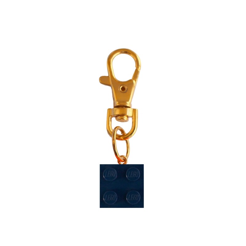 ​Navy Blue LEGO® brick 2x2 on a Gold keyring (keychain)