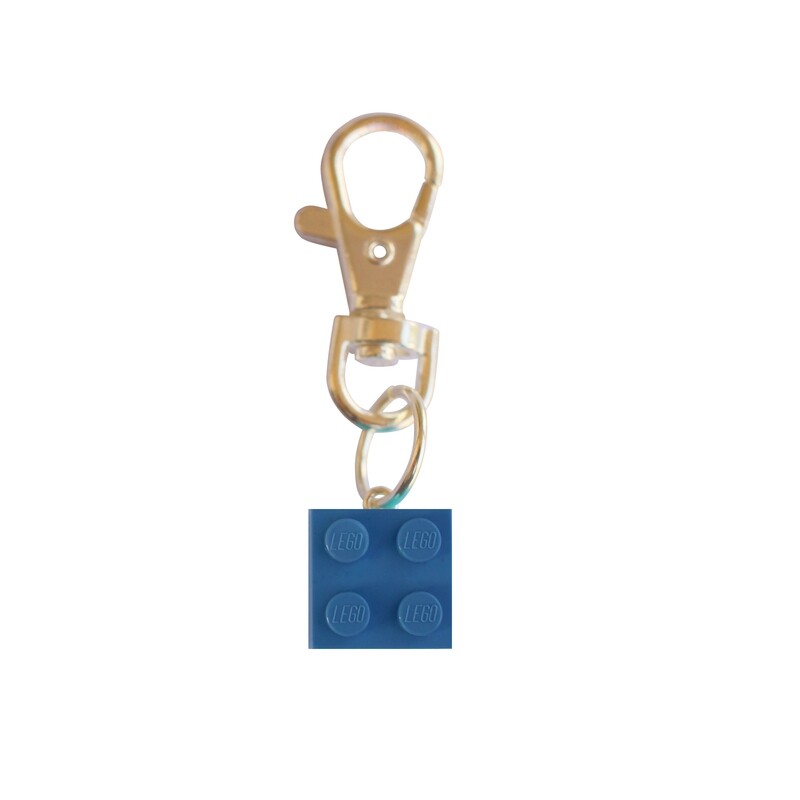 ​Light Blue LEGO® brick 2x2 on a Silver keyring (keychain)