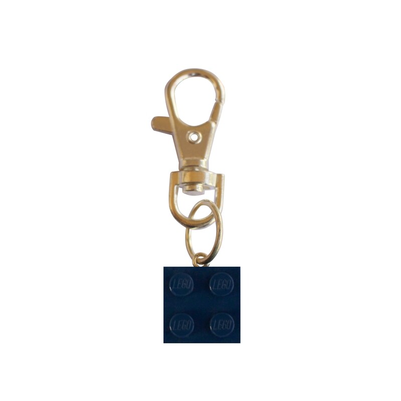 ​Navy Blue LEGO® brick 2x2 on a Silver keyring (keychain)