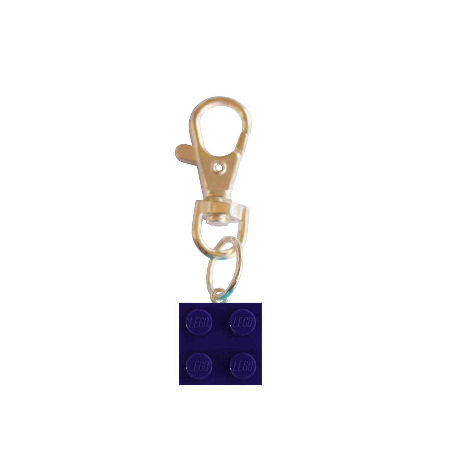 ​Purple LEGO® brick 2x2 on a Silver keyring (keychain)
