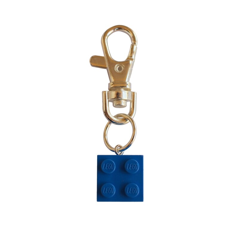 ​Dark Blue LEGO® brick 2x2 on a Silver keyring (keychain)