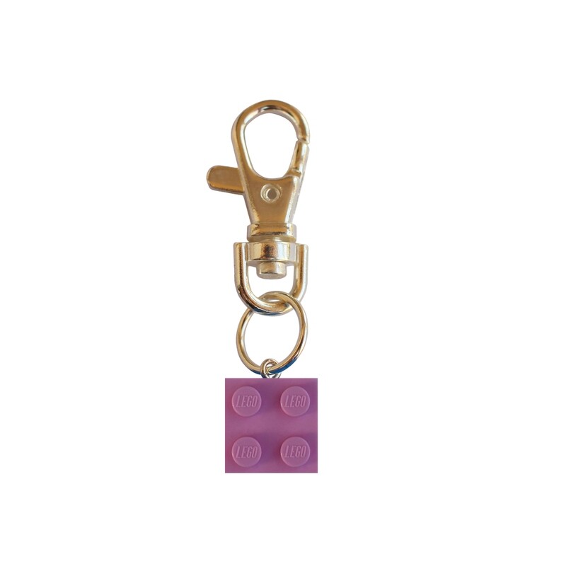 ​Light Pink LEGO® brick 2x2 on a Silver keyring (keychain)