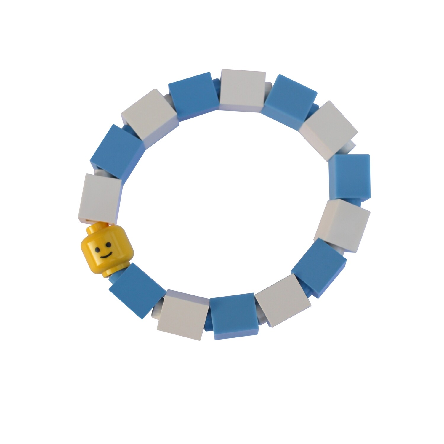 ​Collectible Kids bracelet Model 4 - made from LEGO® bricks and LEGO® Minifigure head on stretchy cords