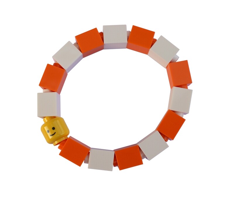 ​Collectible Kids bracelet Model 3 - made from LEGO® bricks and LEGO® Minifigure head on stretchy cords