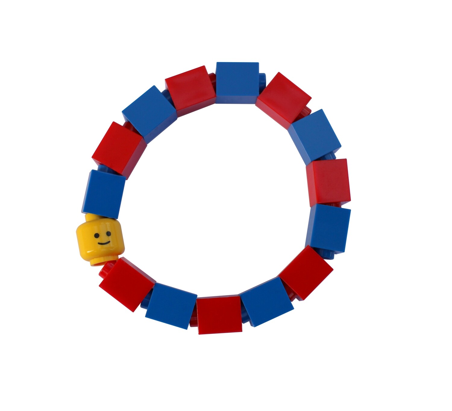 ​Collectible Kids bracelet Model 9 - made from LEGO® bricks and LEGO® Minifigure head on stretchy cords