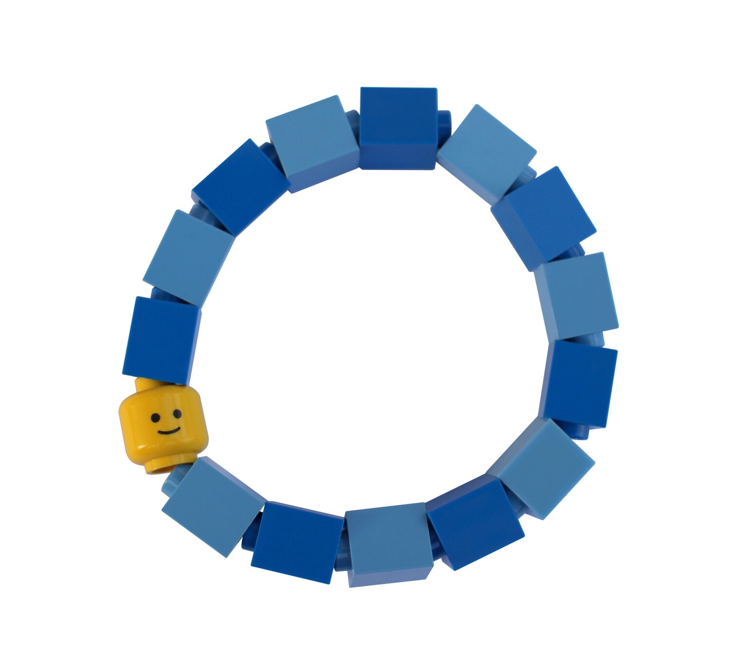 ​Collectible Kids bracelet Model 8 - made from LEGO® bricks and LEGO® Minifigure head on stretchy cords