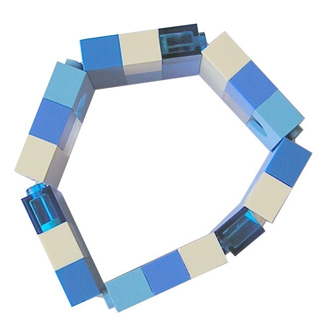 Collectible bracelet Model 1 - made from LEGO® bricks on stretchy cords - NAVY
