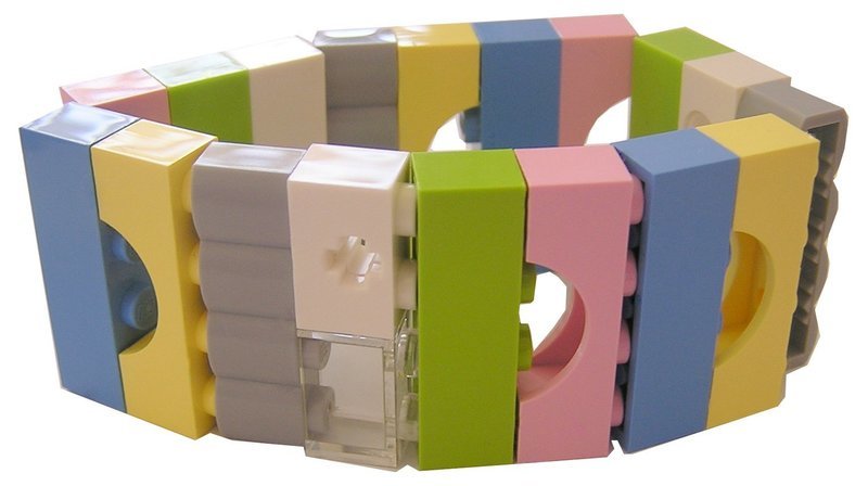 ​Collectible bracelet Model 6 - made from LEGO® bricks on stretchy cords - KAWAII PASTEL