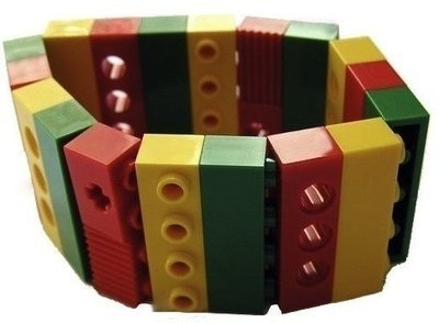 ​Collectible bracelet Model 3 - made from LEGO® bricks on stretchy cords - REGGAE