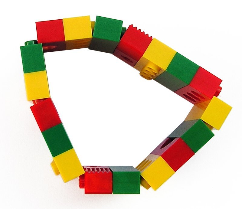 ​Collectible bracelet Model 3 - made from LEGO® bricks on stretchy cords - REGGAE