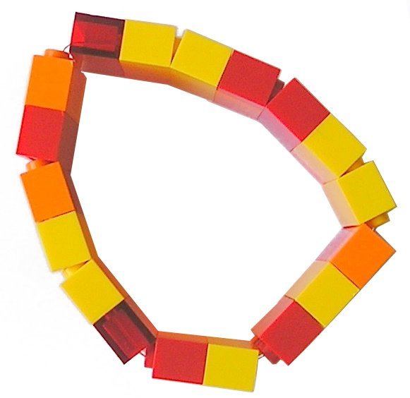 ​Collectible bracelet Model 2 - made from LEGO® bricks on stretchy cords - FIRE