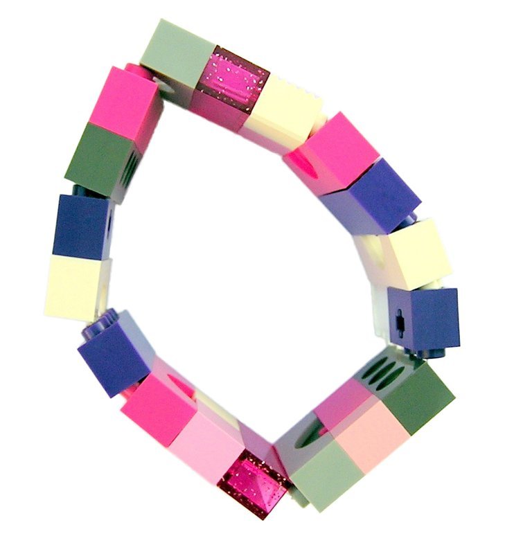 Collectible bracelet Model 14 - made from LEGO® bricks on stretchy cords - GIRLY