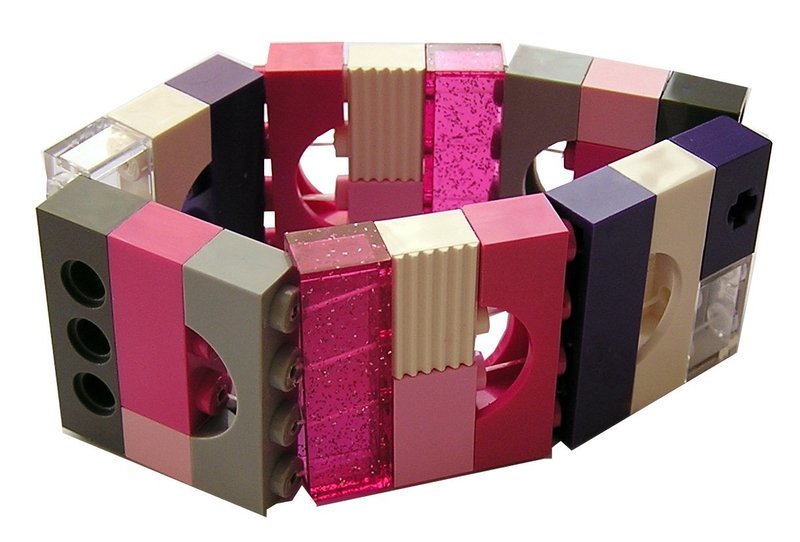 Collectible bracelet Model 14 - made from LEGO® bricks on stretchy cords - GIRLY