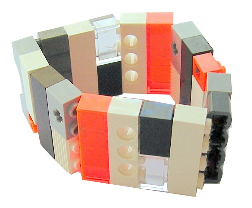 Collectible bracelet Model 13 - made from LEGO® bricks on stretchy cords - NEON