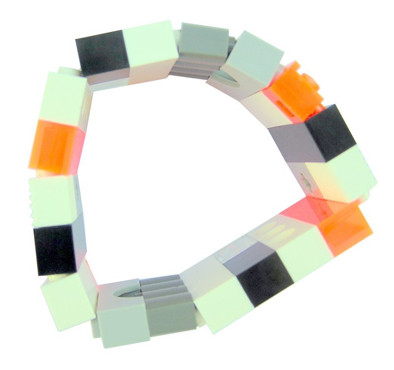 Collectible bracelet Model 13 - made from LEGO® bricks on stretchy cords - NEON
