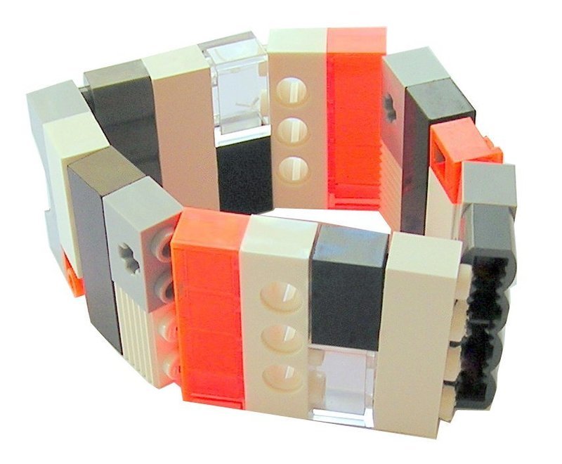 Collectible bracelet Model 13 - made from LEGO® bricks on stretchy cords - NEON