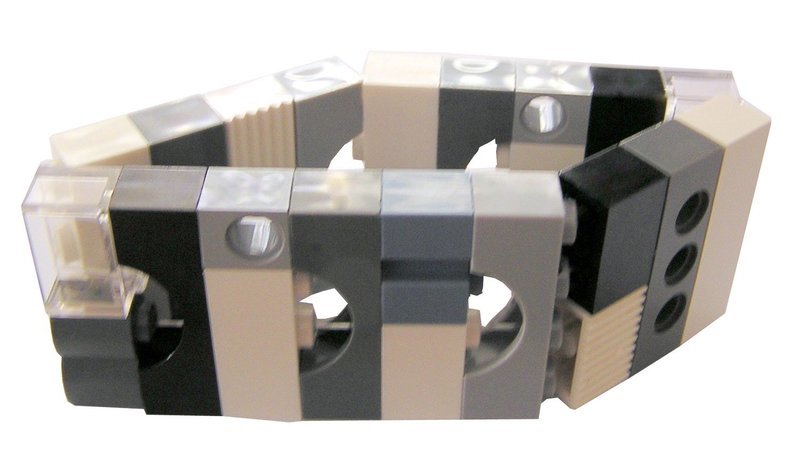 Collectible bracelet Model 15 - made from LEGO® bricks on stretchy cords - BLACK &amp; WHITE
