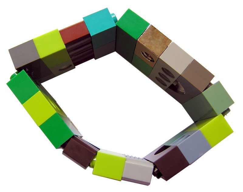 Collectible bracelet Model 18 - made from LEGO® bricks on stretchy cords - CAMOUFLAGE