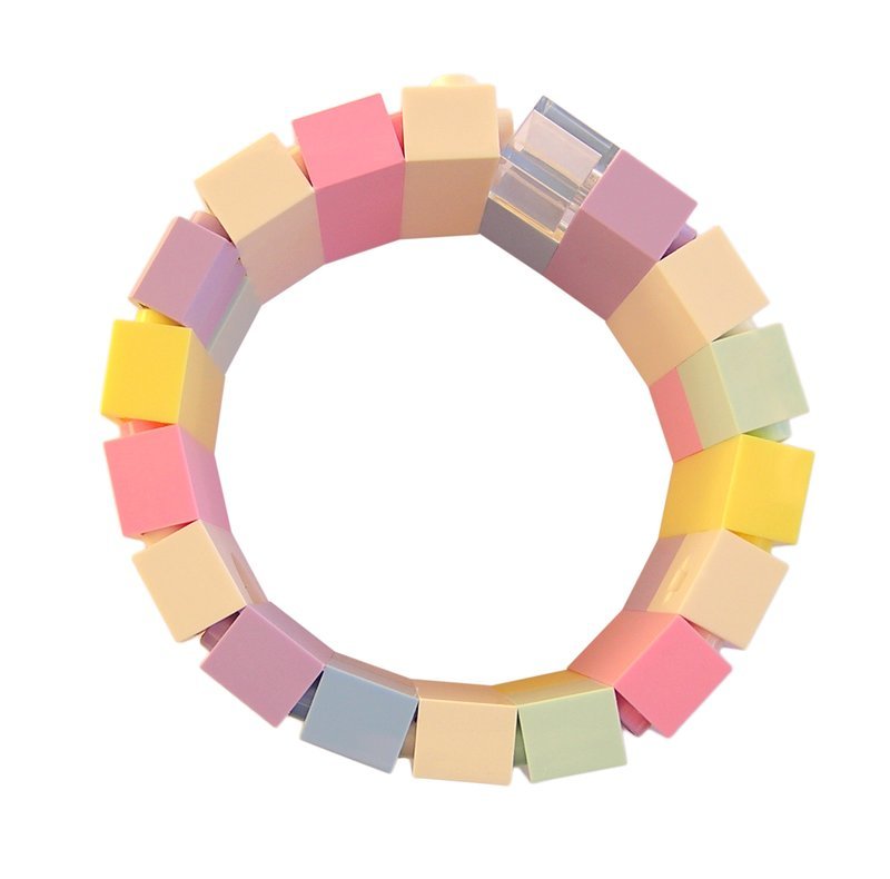 ​Collectible bracelet Model 21 - made from LEGO® bricks on stretchy cords - KAWAII PASTEL
