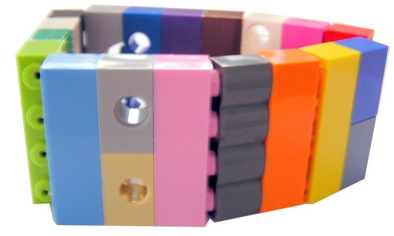 Collectible bracelet Model 11 - made from LEGO® bricks on stretchy cords - COLORFUL - TEST PATTERN