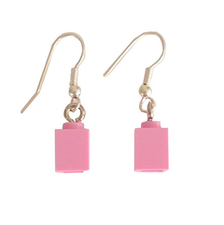 Light Pink LEGO®​ brick 1x1 on a Silver plated dangle (hook)