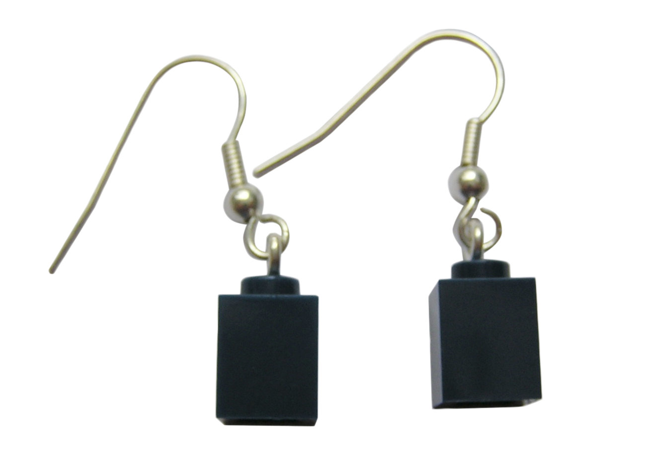 Gray LEGO® brick 1x1 on a Silver plated dangle (hook)