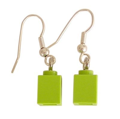 Light Green LEGO® brick 1x1 on a Silver plated dangle (hook)