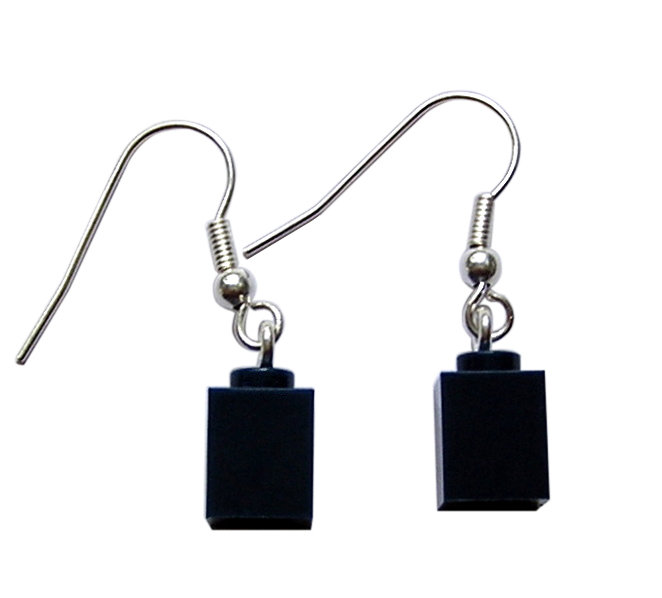 ​​Navy Blue LEGO® brick 1x1 on a Silver plated dangle (hook)