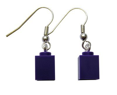 Purple LEGO® brick 1x1 on a Silver plated dangle (hook)