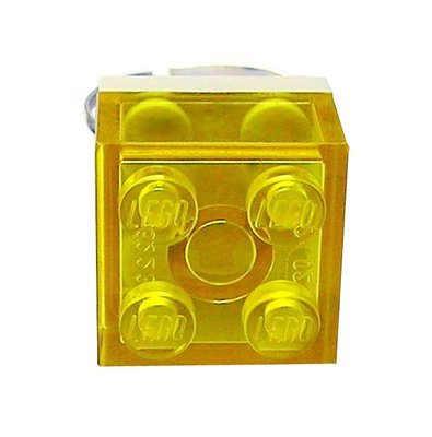 ​​Transparent Yellow LEGO® brick 2x2 on a Silver plated adjustable ring finding