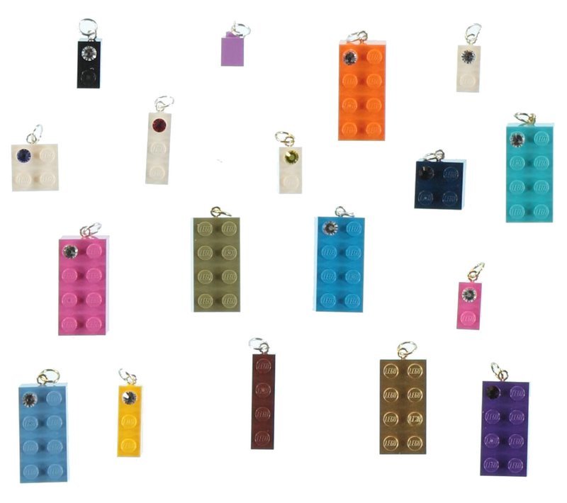 Lot kit DIY of 20 beads-charms made from LEGO® brick/SWAROVSKI® crystal