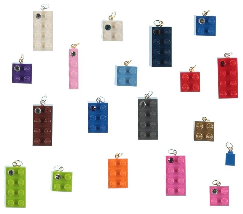 Lot kit DIY of 50 beads-charms made from LEGO® brick/SWAROVSKI® crystal