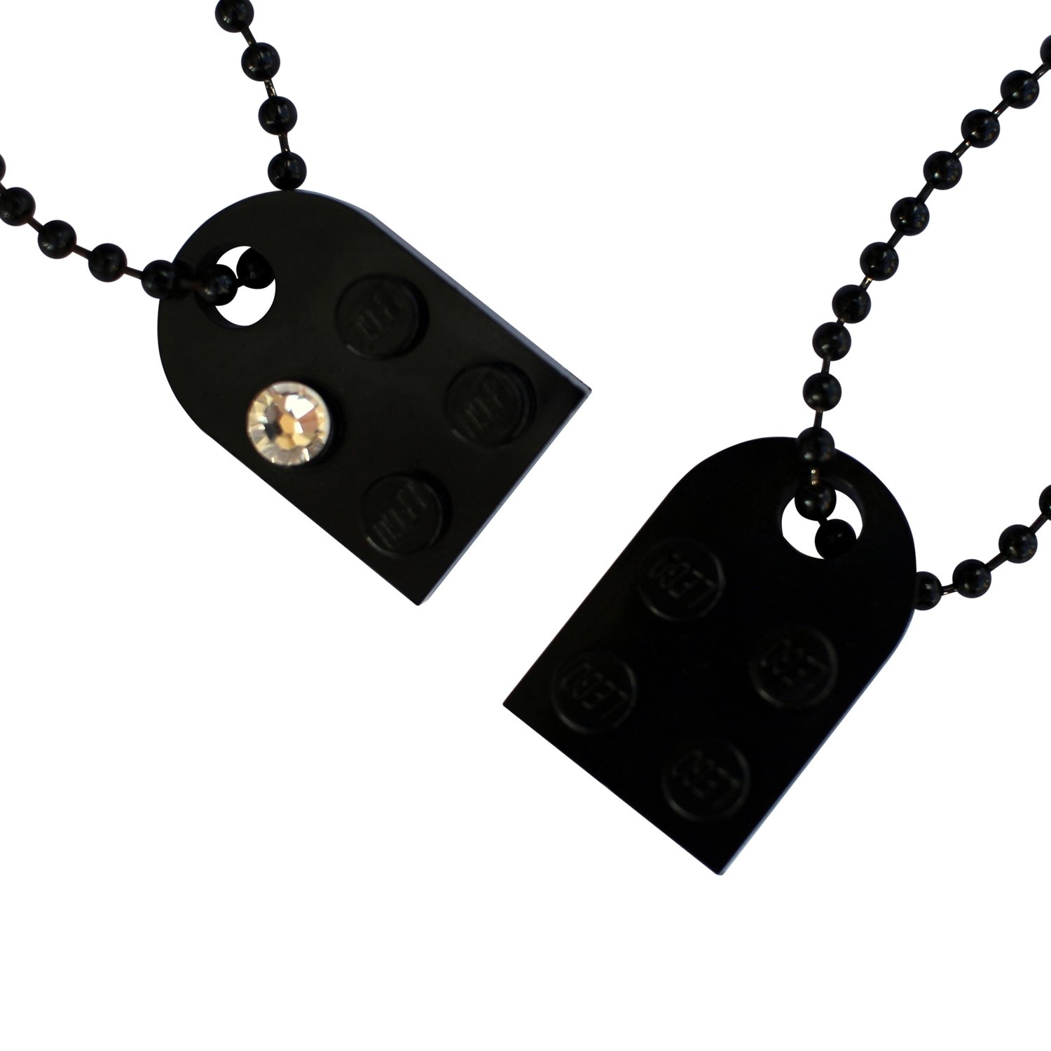 Couple Necklace Lego Black Heart Necklace Black Piece Customizable
