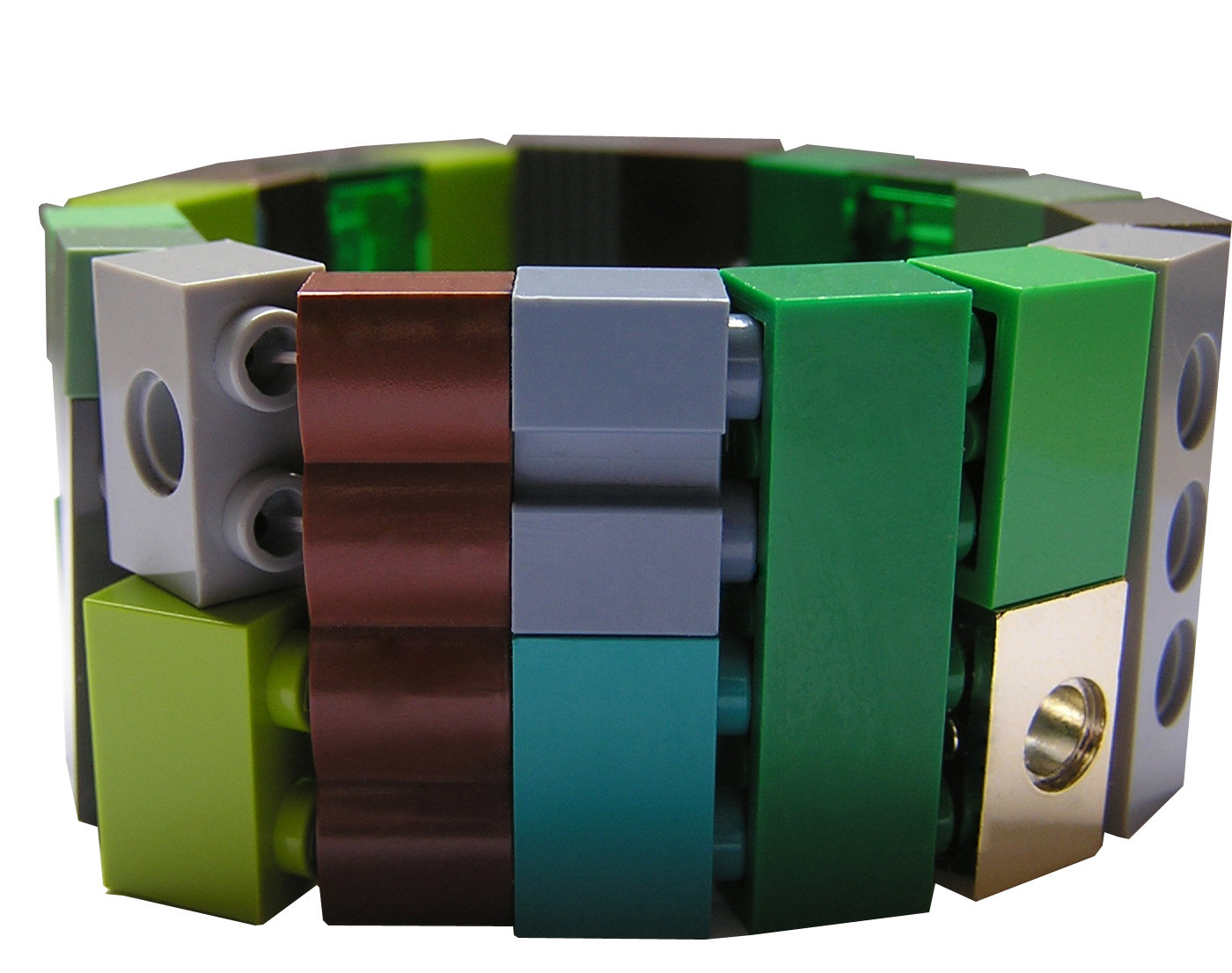 Collectible bracelet Model 18 - made from LEGO® bricks on stretchy cords - CAMOUFLAGE