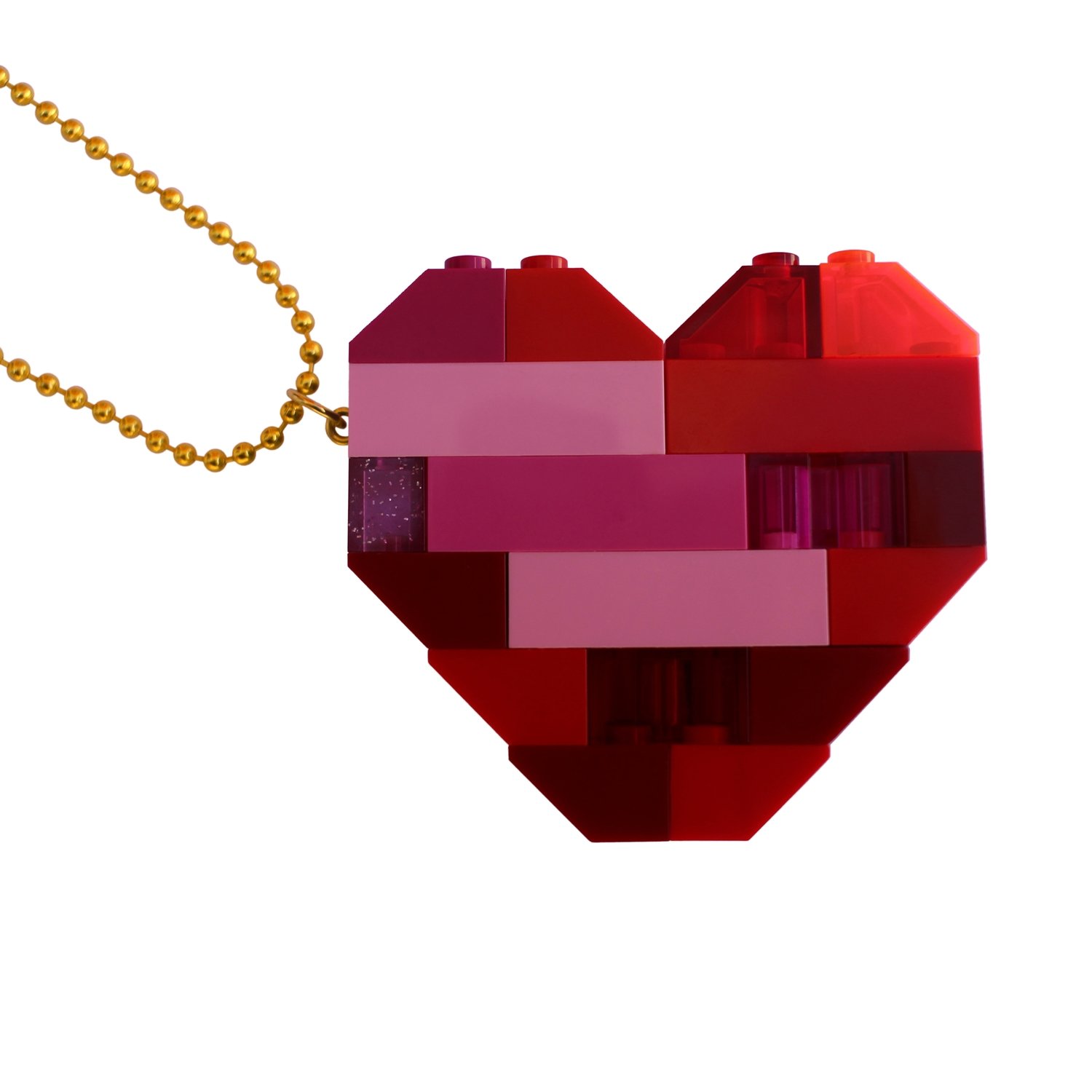 ​Collectible heart pendant (Double thickness) Model 2 - made from LEGO® bricks on a 24" Gold plated ballchain