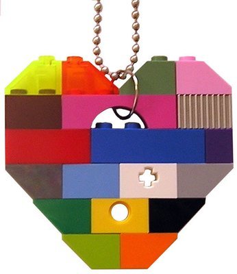 ​Collectible heart pendant (Single thickness) Model 1 - made from LEGO® bricks on a 24" Silver plated ballchain - COLORFUL