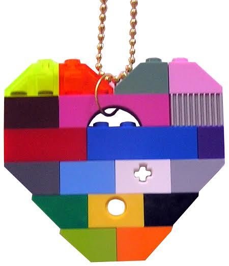 ​Collectible heart pendant (Single thickness) Model 1 - made from LEGO® bricks on a 24" Gold plated ballchain - COLORFUL