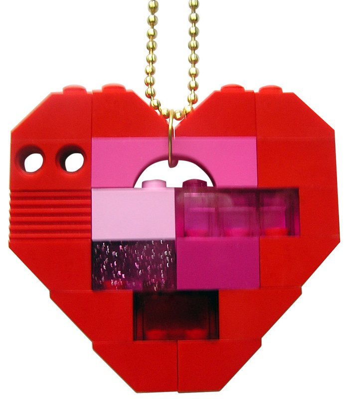 ​Collectible heart pendant (Single thickness) Model 5 - made from LEGO® bricks on a 24&quot; Gold plated ballchain