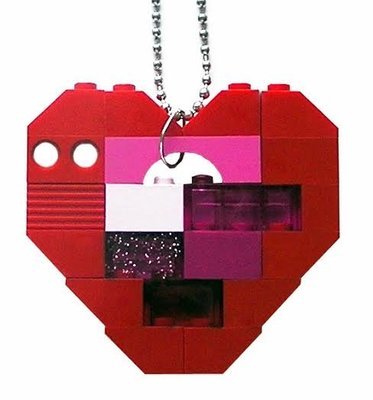Collectible heart pendant (Single thickness) Model 5 - made from LEGO® bricks on a 24" Silver plated ballchain