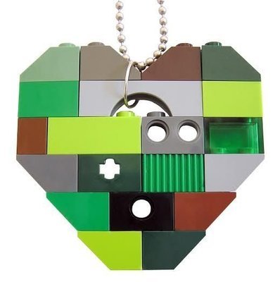 ​Collectible heart pendant (Single thickness) Model 8 - made from LEGO® bricks on a 24" Silver plated ballchain - CAMOUFLAGE